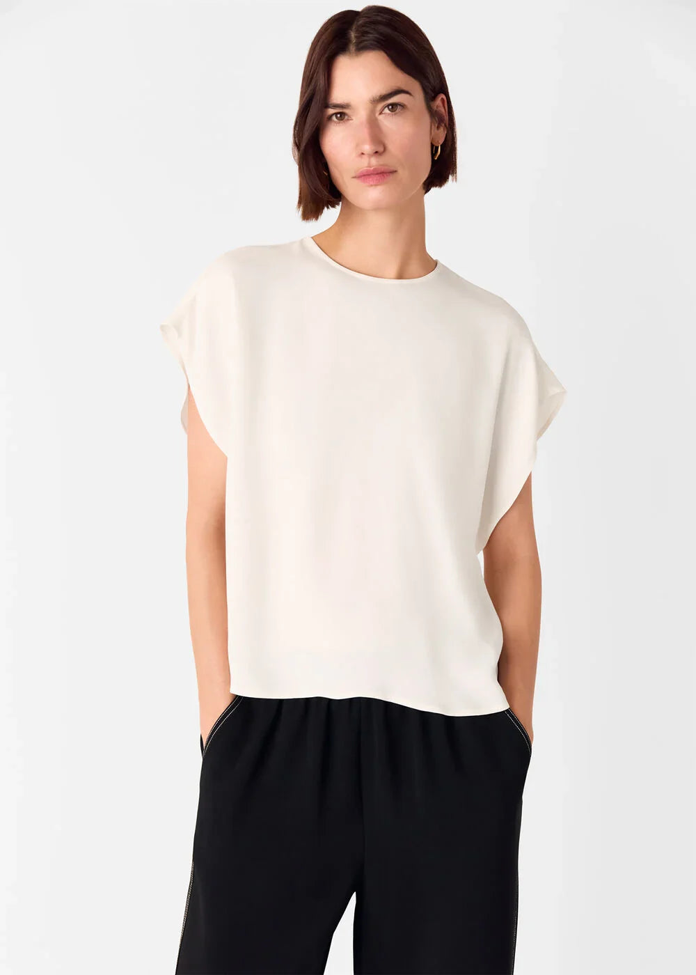 Short Sleeve Crepe Shell Top