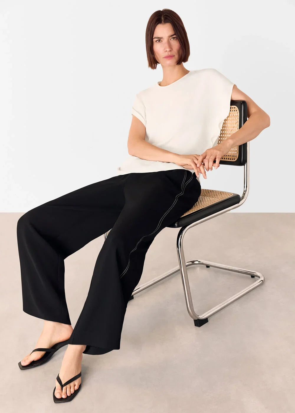 Short Sleeve Crepe Shell Top