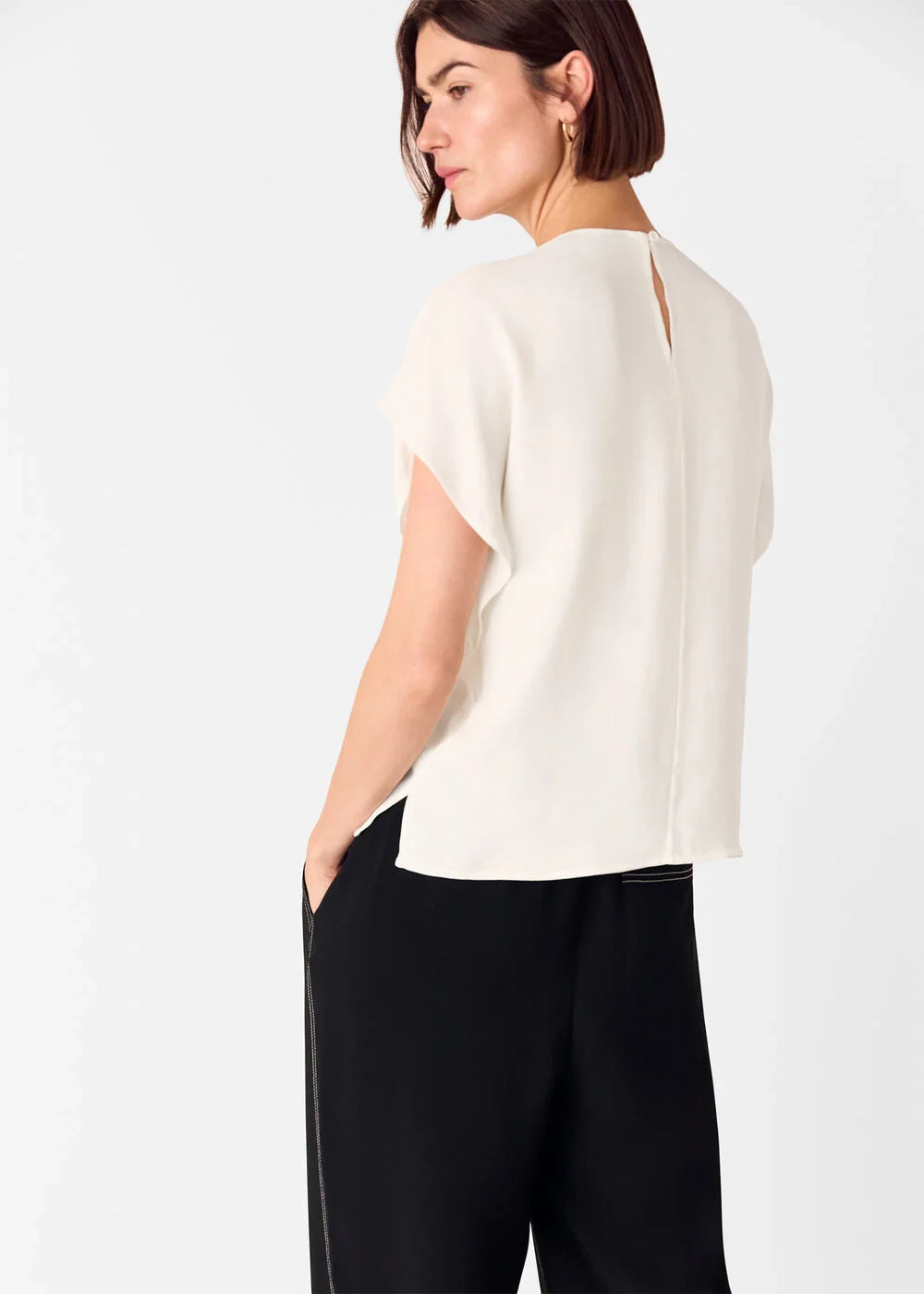 Short Sleeve Crepe Shell Top