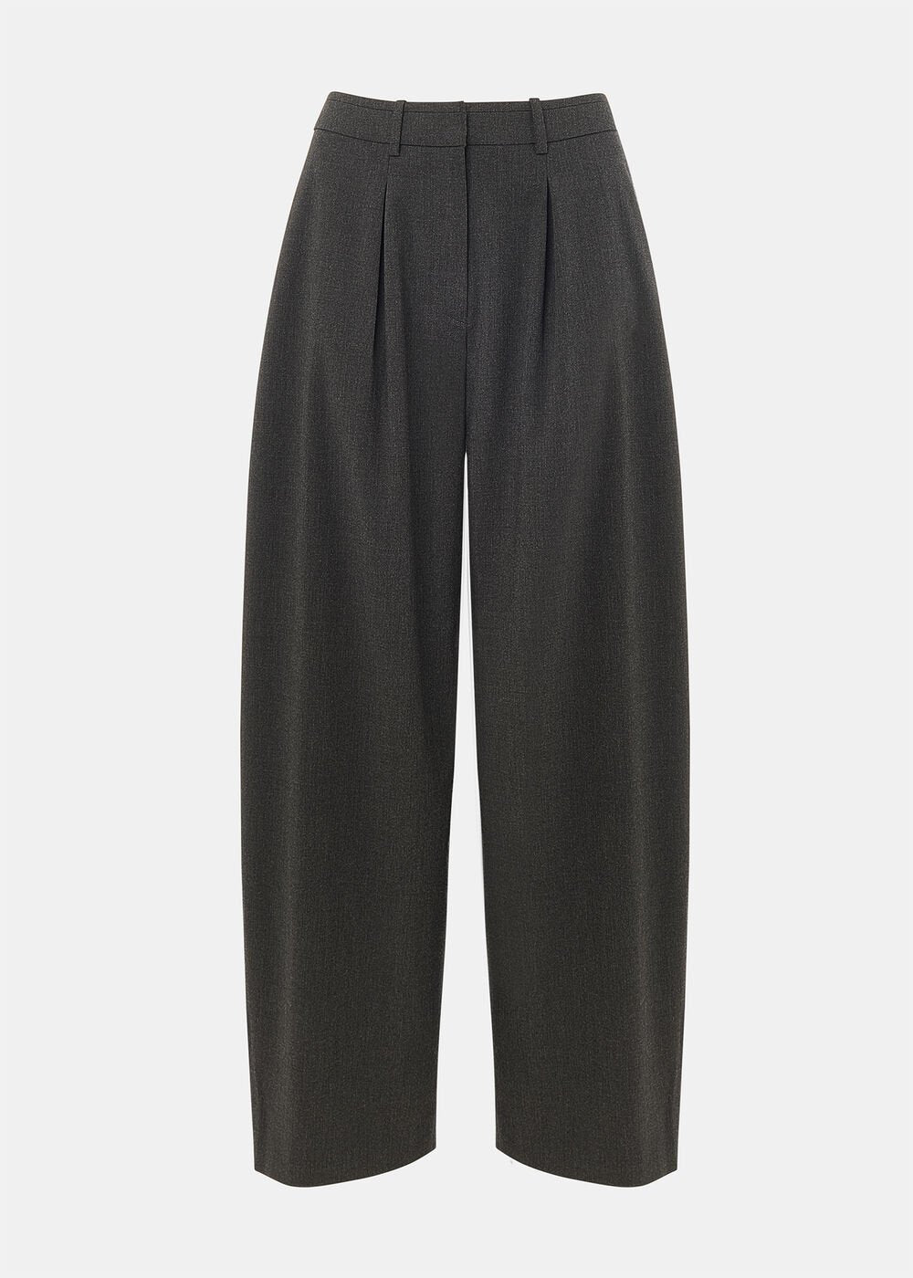 Grey Wool Blend Barrel Trouser