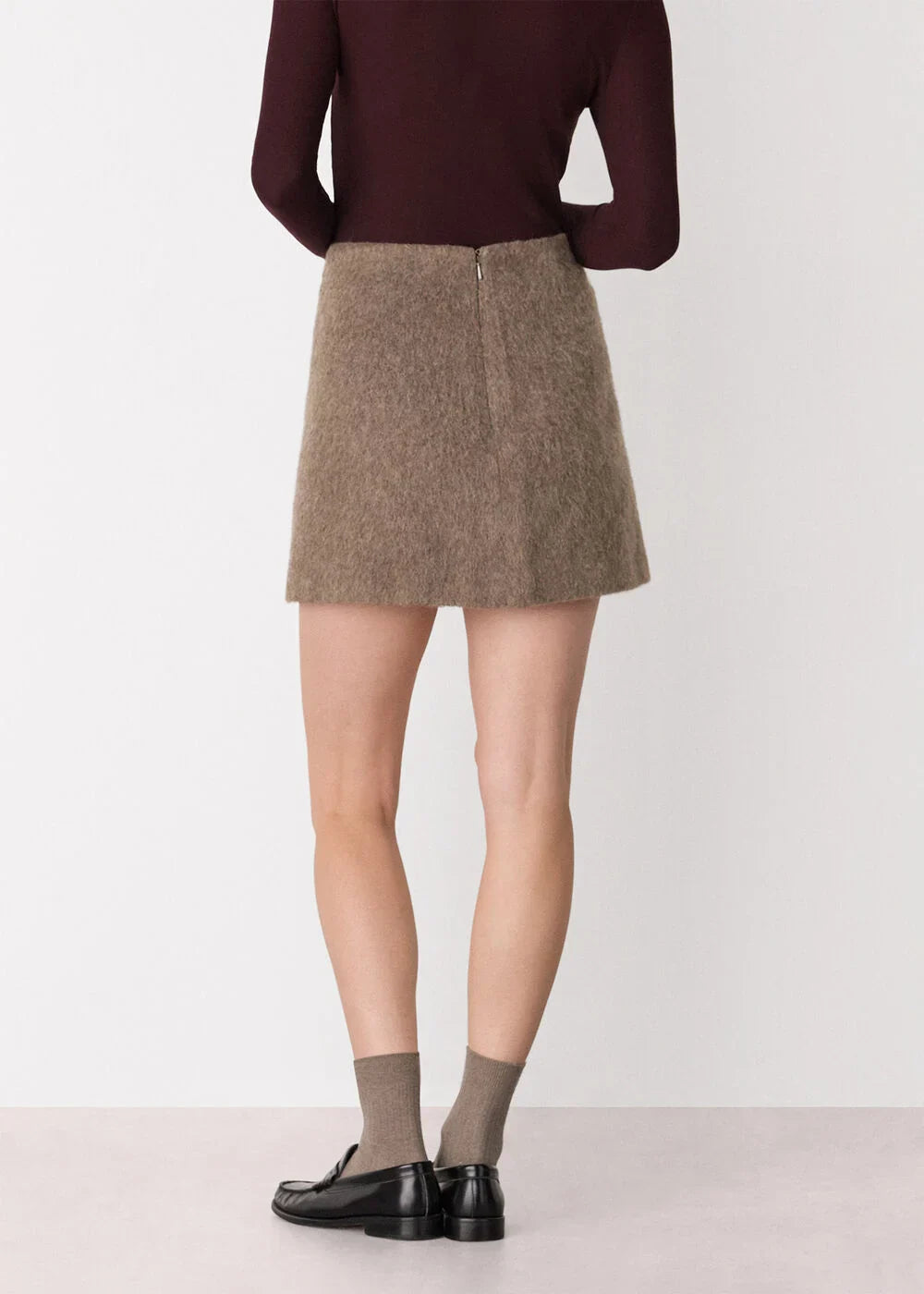 Taupe Wool Mini Skirt