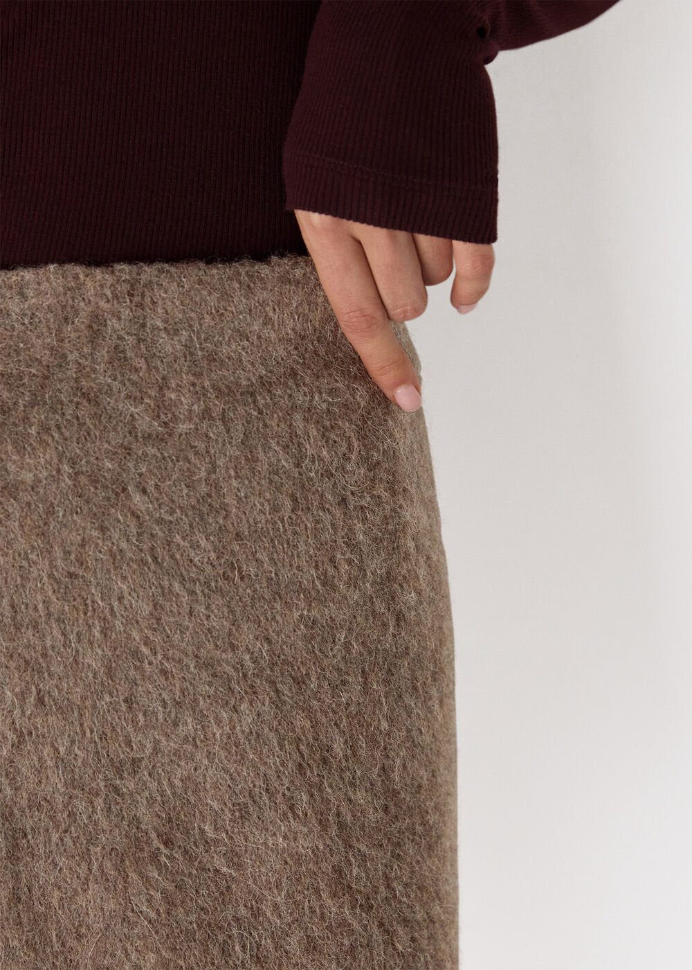 Taupe Wool Mini Skirt