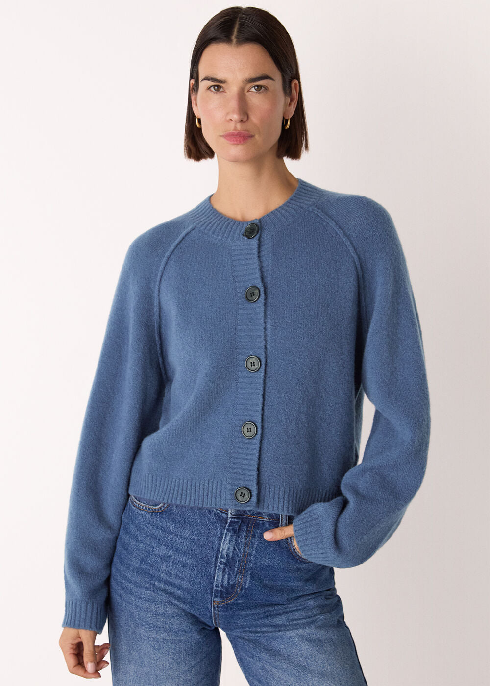 Wool Mix Crew Cardigan
