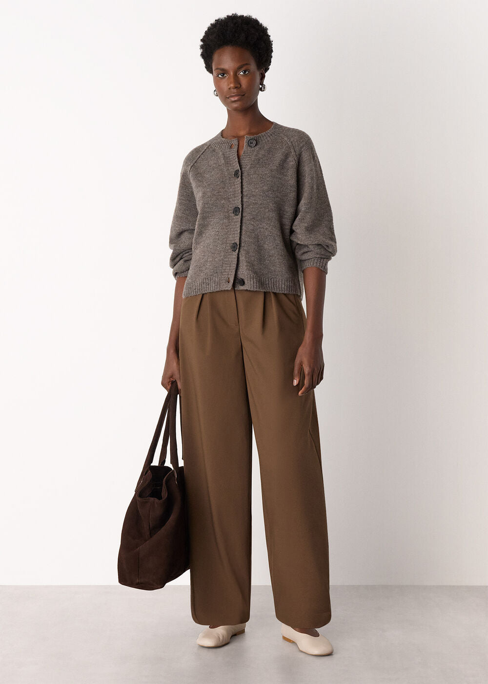 Wool Mix Crew Cardigan