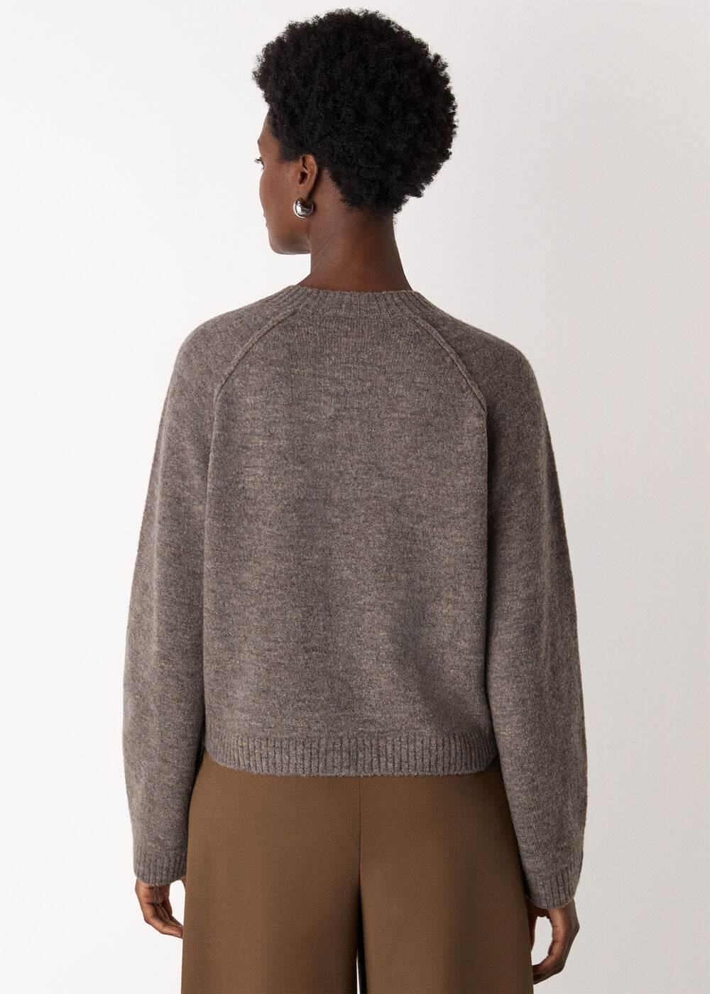 Wool Mix Crew Cardigan