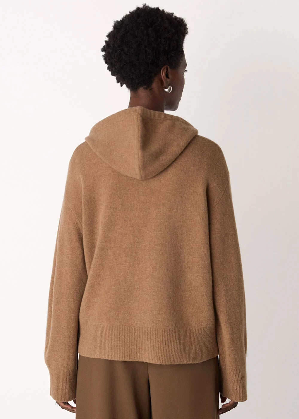 Camel Wool Knitted Hoodie