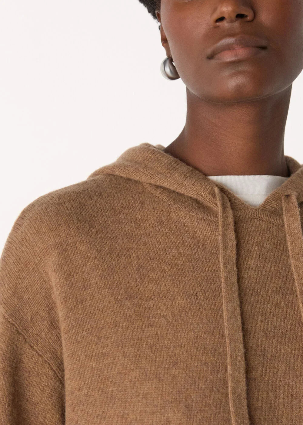 Camel Wool Knitted Hoodie